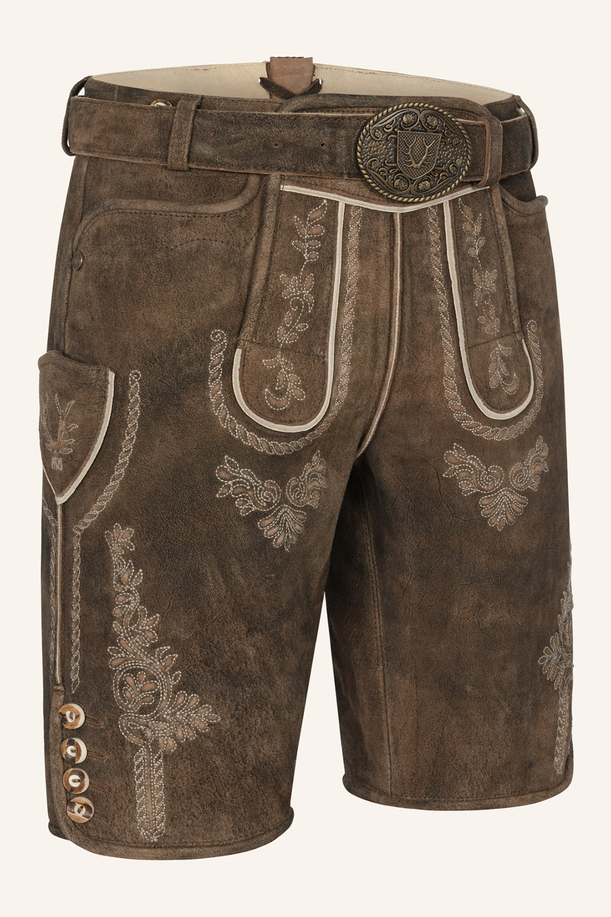 Lederhose Quan mit Gürtel