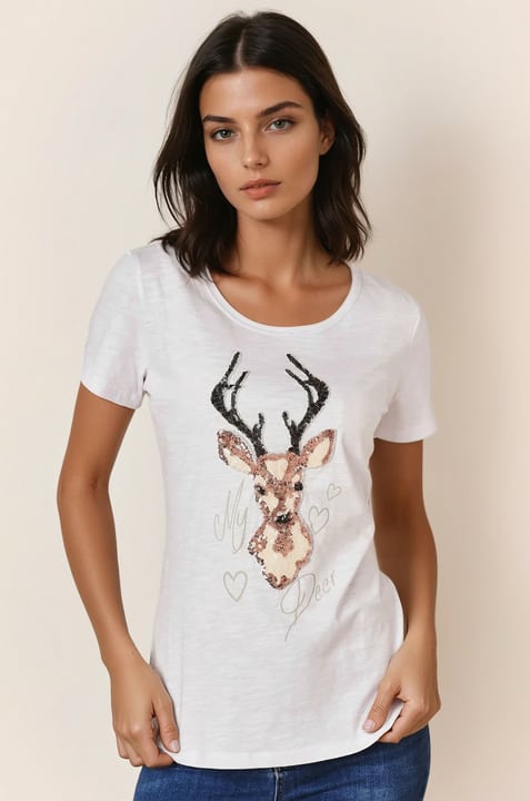 T-shirt traditionnel à manches courtes pour femme Oktoberfest - Col