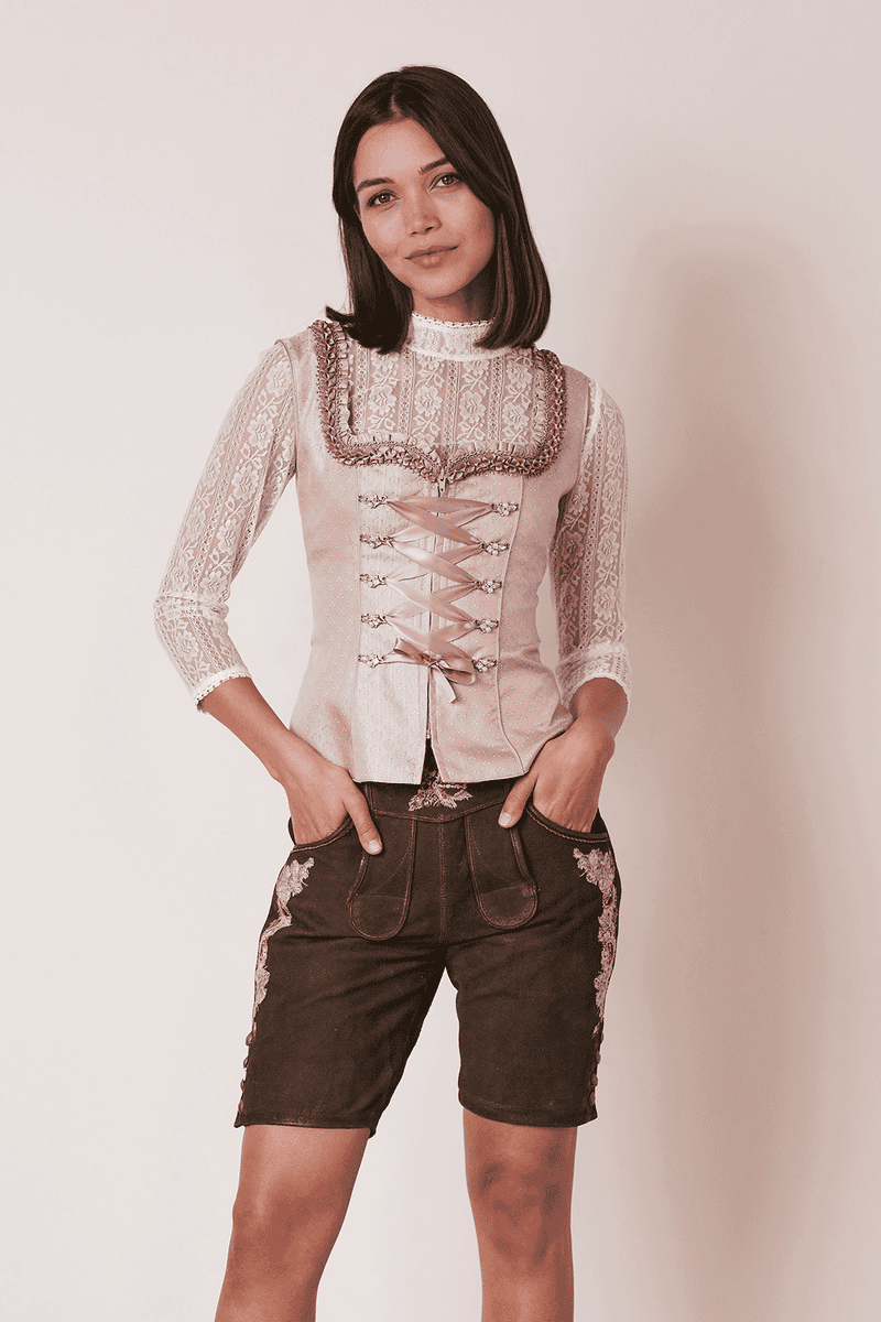 Lederhose Theodora in braun im Krüger Dirndl Online Shop
